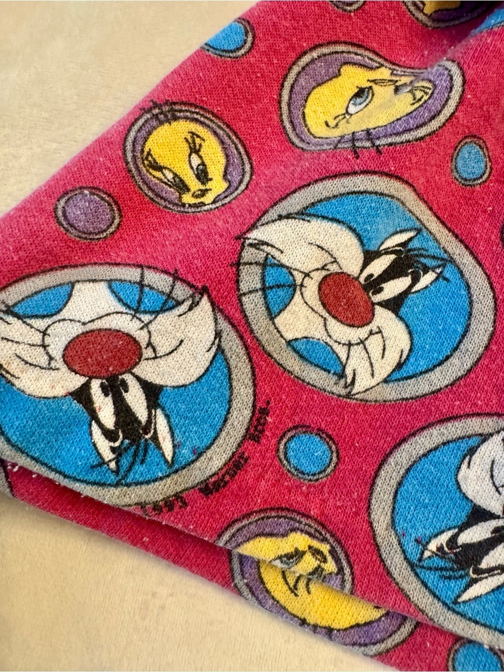 Vintage 1993 Tweety & Sylvester Pink Cartoon Sweatshirt Dress - Picture 7 of 16